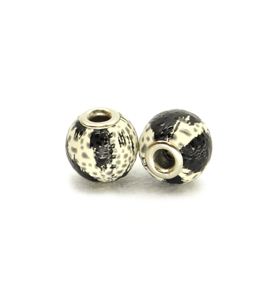 Donut bead similar "leather" stained (2 pieces) 14 mm - White